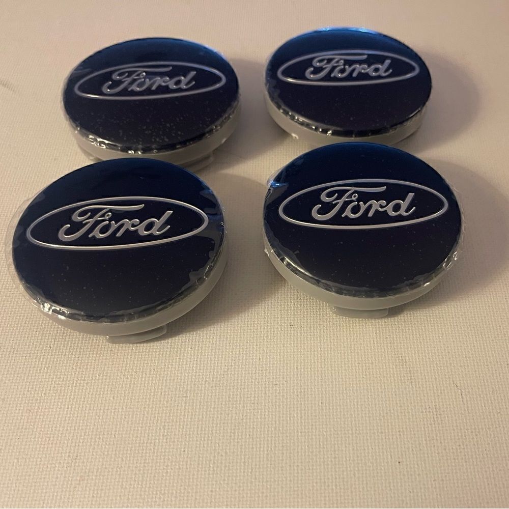 Ford logo wheel center caps in Navy Blue & Silver 54mm set of 4 NWT